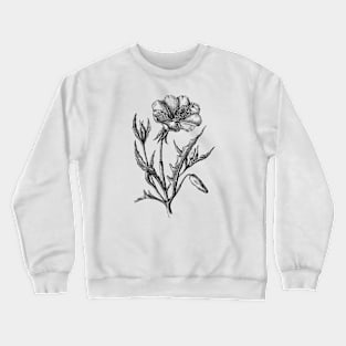 Poppy Flower Black and White Vintage Botanical Illustration Crewneck Sweatshirt